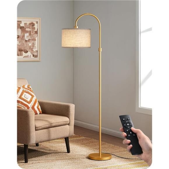 Other - EDISHINE Modern Arc Floor Lamp with Remote, Dimmable Gold Floor Lamp,